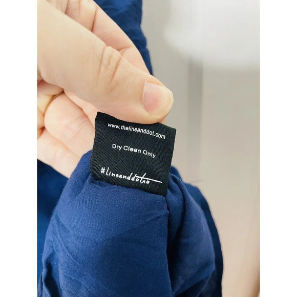 Line And Dot Womens Small Tie Shoulder Romper Jumpsuit Shorts Blue Straps Zip - Picture 6 of 11